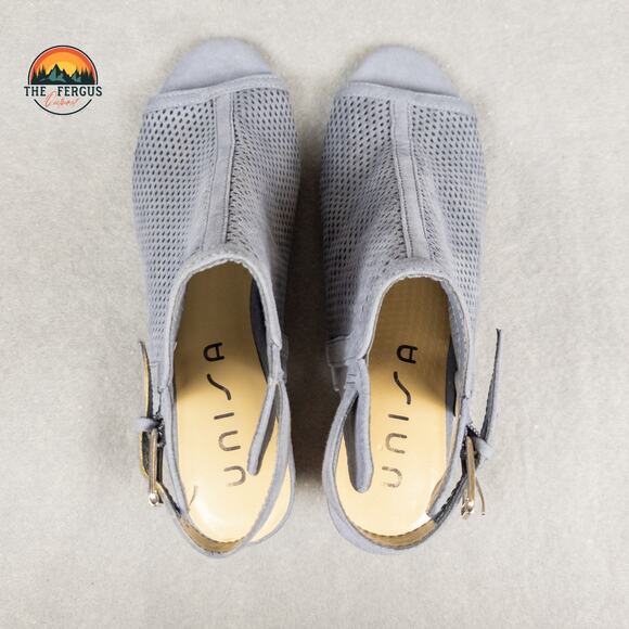 NWOT Unisa Casual Sandal Womens Sling Open Toe Mesh Shoe Block Heel Blue Size 8M - Picture 3 of 12